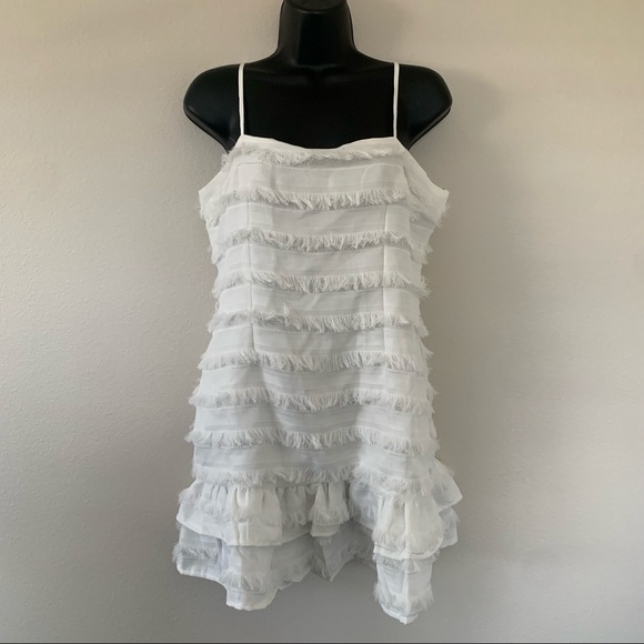 Princess Polly Molina White Ruffle Fringe Detail Mini Dress - Picture 4 of 13